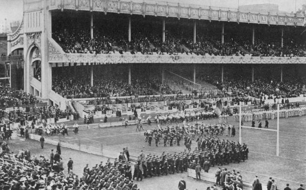 Cadets and Middies entering the field