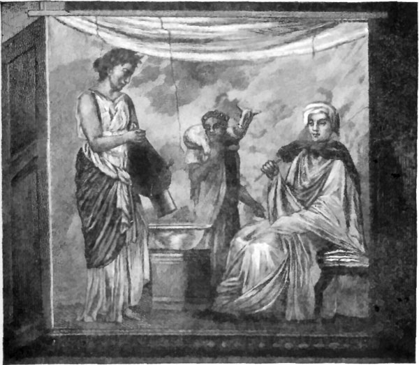 FIG. 15.—RITUAL SCENE, PALATINE WALL PAINTING.

(FROM WOLTMANN AND WOERMANN.)