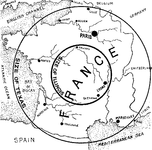 France, compared in size with the States of Illinois and Texas.