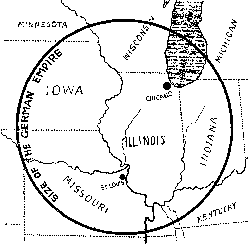 Approximate size of the German Empire.