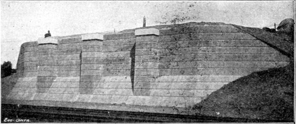 Fig. 48.—Concrete Abutment with Scrubbed Finish and
Course Marks.