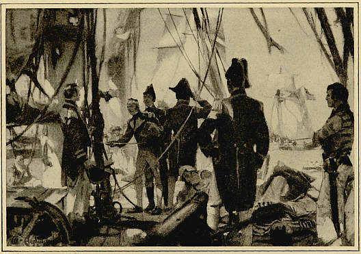 PERRY RECEIVING THE SURRENDER OF THE BRITISH COMMANDERS ABOARD THE
"LAWRENCE"