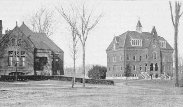 THE ADMINISTRATION BUILDING AND ACADEMY HALL.