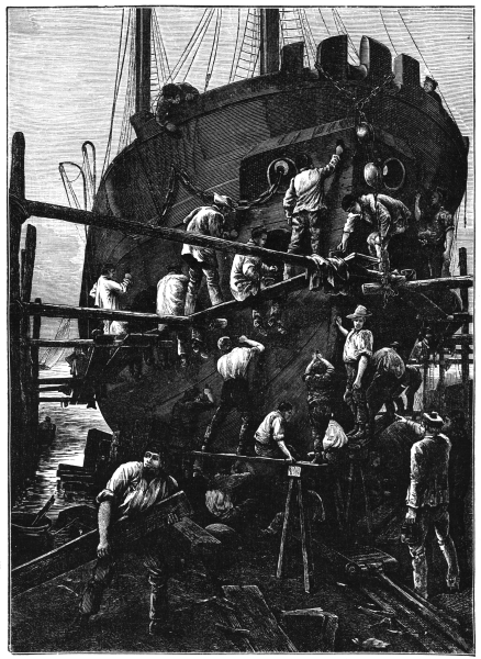 large ship being loaded