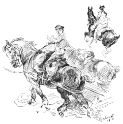 The Shire Horses: Wheelers of a 4·7,
A Hussar Scout of 1917.