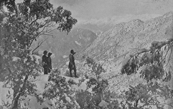 In the Snow, overlooking Great Bear Canyon, Mount Lowe.