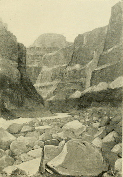 Looking down the
Grand Canyon from the Mouth of the Kanab.