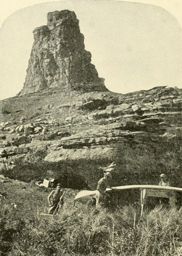 Repairing Boat Near
Mouth of Frémont River on the Colorado River, 1872.