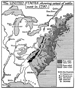 The UNITED STATES, showing the extent of settlement in
1790.