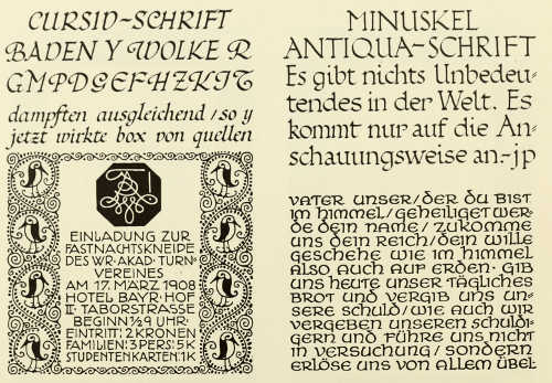 EXAMPLES OF ORNAMENTAL WRITING BY PROF. RUD. VON LARISCH
FROM “UNTERRICHT IN ORNAMENTALER SCHRIFT” 