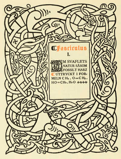 PAGE FROM AUGUST STRINDBERG'S “ANTIBARBARUS.”
WITH DECORATIONS BY ARTUR SJÖGREN. PRINTED BY BRÖDERNA LAGERSTRÖM