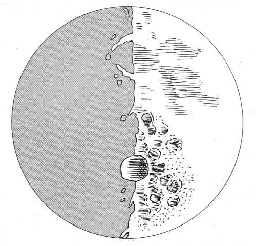 the shape of a lunar mountain and of a walled plain.