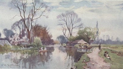 THE BOATHOUSE ON ROBINSON CRUSOE’S ISLAND

On the upper river at the back of King’s Mill, not far from Queens’
College. Across the bridge in the distance and behind the trees on the
left is Coe Fen, and on the right is Sheep’s Green.