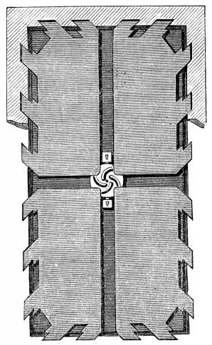 ELEVATION SHEWING DIAGONAL ACTION OF BOLTS