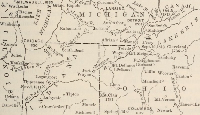 Western Battle-fields located relatively to Present Cities.