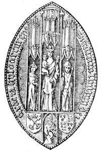 An impression from the seal
of one of the bishops of Kildare anterior to the Reformation.