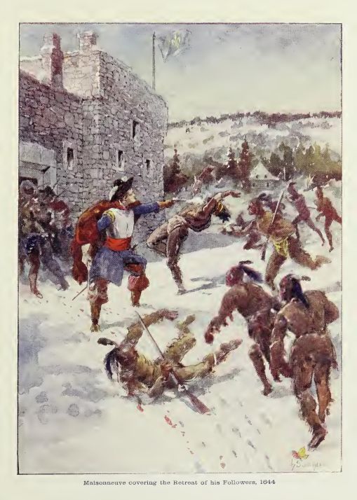 Maisonneuve covering the Retreat of his Followers, 1644