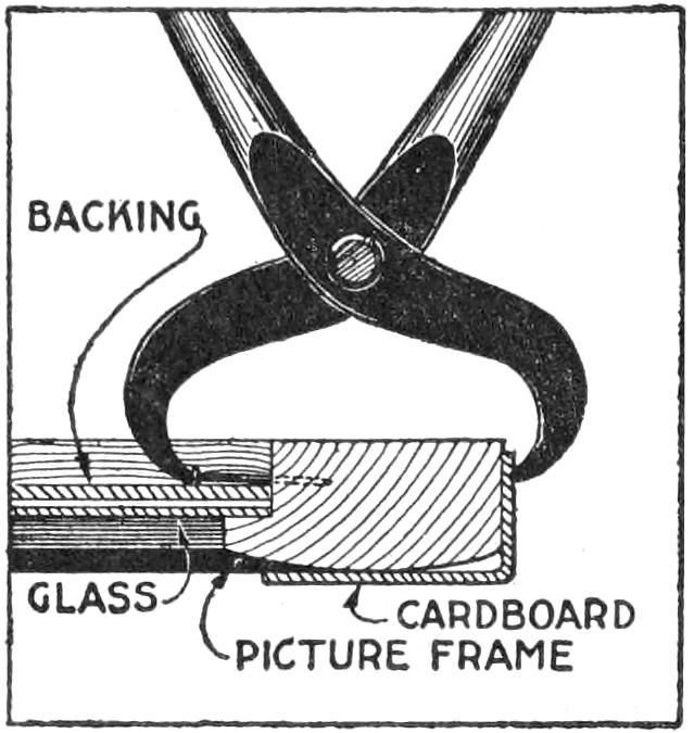 Pushing nail into frame with pliers