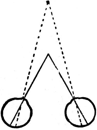 Die Augen fixieren den
  näheren Punkt